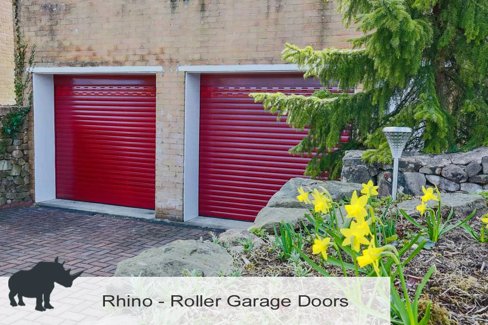 Red roller garage doors by Rhino Roller